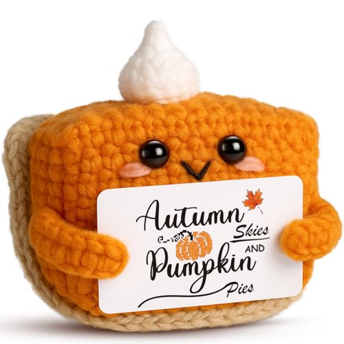 Thanksgiving Fall Decor Mini Pumpkin Pie Crochet Doll, Small Autumn...