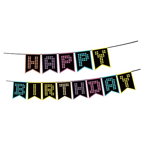 PRETYZOOM Hanging Fluorescent Birthday Flag Celebration Banner Decorative Party Supply
