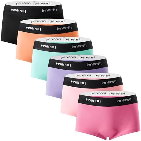 INNERSY Unterhosen Mädchen Boxershorts Baumwolle Pantys 8-16 Jahre 6er Pack | Hipster Unterwäsche Teenager, Weiche Unterhose Teens, Schlüpfer Kinder Sport, Boyshorts Panties Stretc
