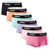 INNERSY Mädchen Boxershorts Baumwolle Boyshorts Panties Teenager Bunt Kinder Unterwäsche 6er Pack (10-12 Jahre, 1 Schwarz/5 Macaron Farben)