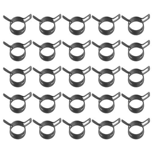 Image of PATIKIL Spring Band Hose Pipe Clamps for 17-19mm OD Hose, 25 Pack Silicone Vacuum Constant Tension Band Clips for Fuel Line Silicone Air Hose Tube Water Pipe, Black