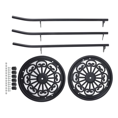 Support pour plantes en fer noir à 2 niveaux pour balcon et jardin