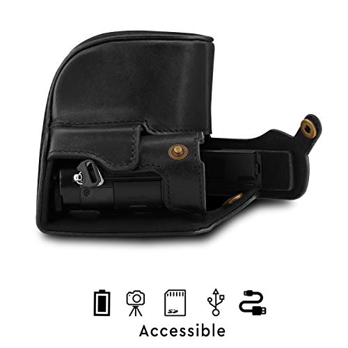 Image of MegaGear MG1565 Ever Ready Genuine Leather Camera Case Compatible with Panasonic Lumix DC-LX100 II - Black