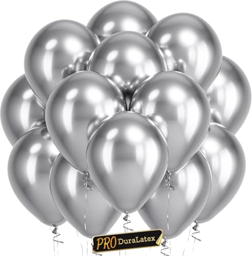 Image of Bezente Pro Duralatex Metallic Silver Extra-Thick Balloons 100 Pack 12 inch