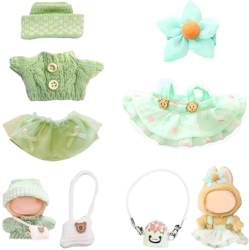 17cm Doll Clothes Set, 2 Sets of Green Clothing Sets for Doll, Doll Accessories Suit no Doll only Clothes