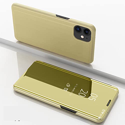 Capa traseira de celular espelhada PC para iPhone 12/12 Pro, capa flip transparente translúcida galv