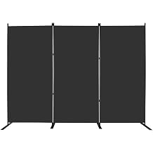 MAYOLIAH 3-Panel Black Room Divider 6ft Tall Folding Privacy Screen