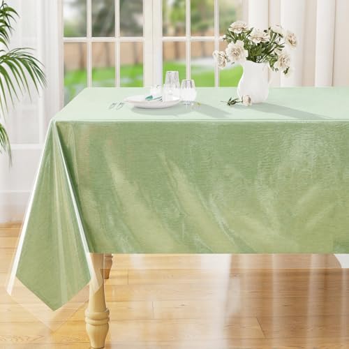Smiry Rectangle Table Cloth 60x84 Inch, Waterproof Wipeable Vinyl Tablecloths Protector, Oil Spill Proof Plastic Table Cover for Dining, Picnic, Camping, Outdoor, Clear