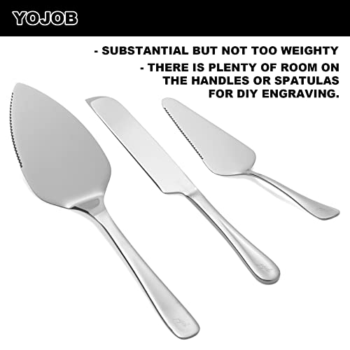 Yojob Wedding Cake Knife And Server Set, Simple Style Cake Cutting Set, Pastry Pie Server For Wedding, Birthday, Parties, Events (Sliver) #TOP2
