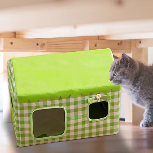 Niche isolée pour chat extérieur verte cabane thermique