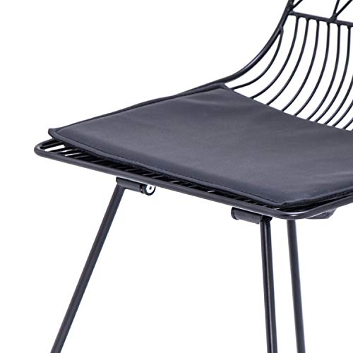 Ac Pacific Metal Dining Chairs With Faux Leather Seat Pad, Modern Stackable Indoor Outdoor Stool For Kitchen, Patio, Bistro And Bar, Set Of 2, Matte Black #TOP7
