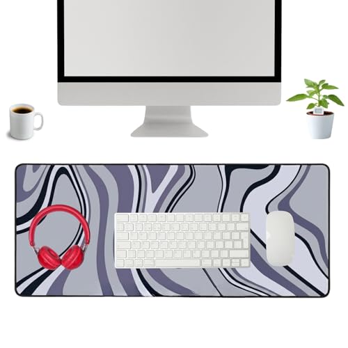 Image of Saco XXL Gaming Mouse Pad for PC - Large Desk Mat 900x400x3mm, Extended Non-Slip Rubber Base, Waterproof Surface, Marble Design, Big Keyboard Mouse Pad for Office & Home Setups