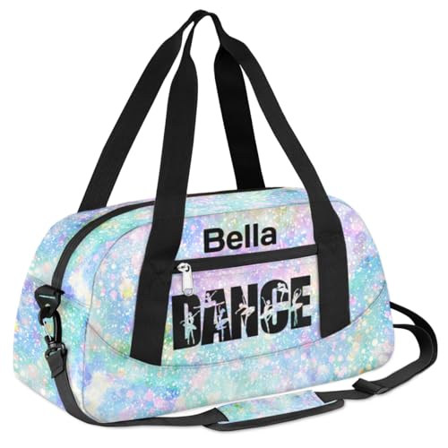 Personalized Dance Bag Gym Bag for Girls, Custom Sports Duffel Bag for Kids, Weekender Bags Travel Duffle Bag, Glitter Dance2