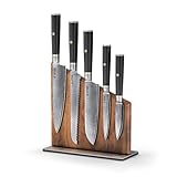 Yatoshi 6 Piece Knife Block Set - Japanese 67 Layer High-Grade VG-10 Damascus Steel Knives, G10 Handle Professional Kitchen Knife Set, Magnetic Block