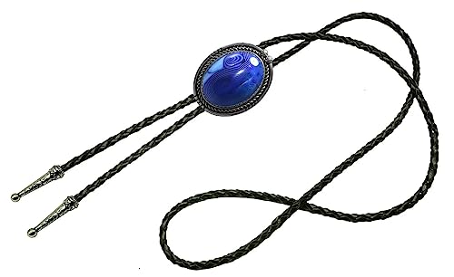 Image of Moranse Bolo Tie with Natural Tiger Eye Stone Celtic Style Genuine and Cowhide Rope