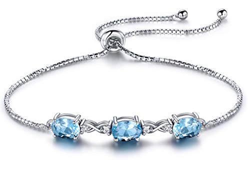 Bracelet en argent S925 et pierre gemme bleue pour femme chic