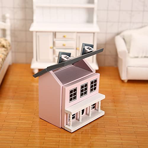Miniature Cottage For Dollhouse Accessories Desktop Decor Wooden Mini House Storage Decoration Ornament Nice Present For Miniature Lovers (Pink) #TOP2