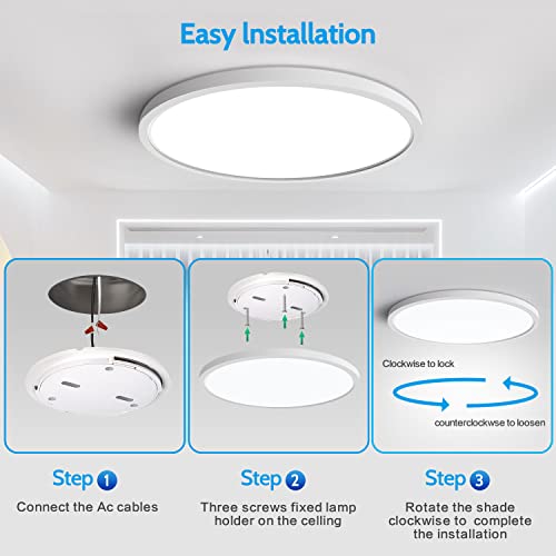 2 Pack Flush Mount Led Ceiling Lights With Usa Ul Security Certification 24W Daylight White Ultra-Thin Round Flat Ceiling Lights, Low Profile Ceiling Light Fixtures Surface Mount For Hallway, Bedroom #TOP2