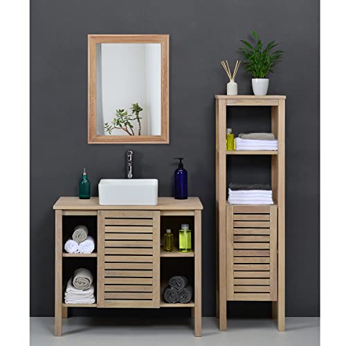 AAZZKANG Rustic Mirrors for Wall Rectangle Wooden Frame Hanging Mirror for Bedroom Bathroom Living Room Entryway Small