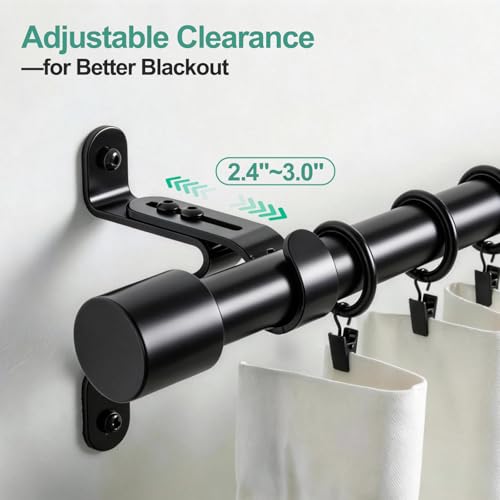 Curtain Rods for Windows 32-58", 1 Inch Heavy Duty Adjustable Drapery Pole - image 2