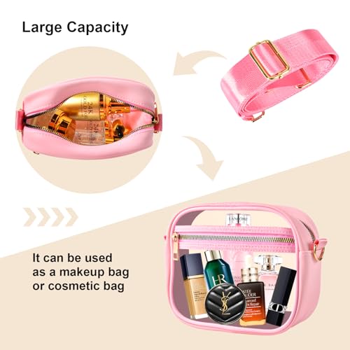 Image of Fibrdoo Clear Bag Stadium Approved, Leather Clear Crossbody Purse Bag for Concerts Sports Events Festivals