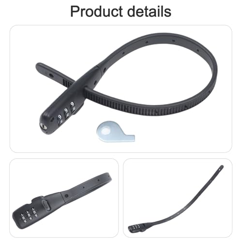 Candado de cable para bicicleta con combinación de 3 dígitos negro miniatura 3