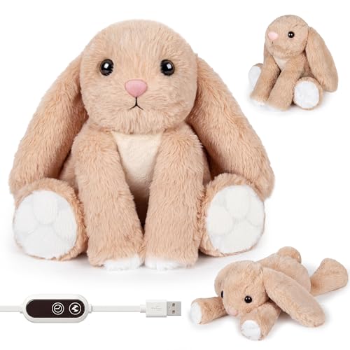 Image of Rabbit Heating Pad Plush, USB Powered Electric Heated Stuffed Animal, Cute Rabbit Plush with 3 Heat Levels & Timer Auto Shut Off, Soft Warm Bunny-Style Cushion Gift for Women Teen Girls