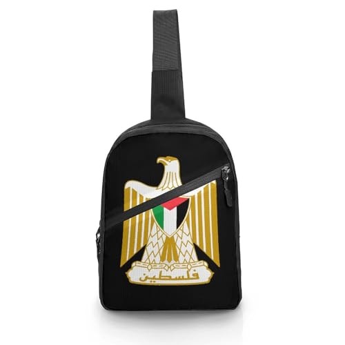 Coat of Arms of Palestine Chest Bag Foldable Crossbody Unisex Pack Travel Hiking Adjustable Shoulder Straps Sling Bags
