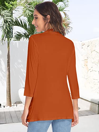 Women Casual Lightweight Cardigan 3/4 Sleeve Draped Open Front Soft Cardigans with Pockets4