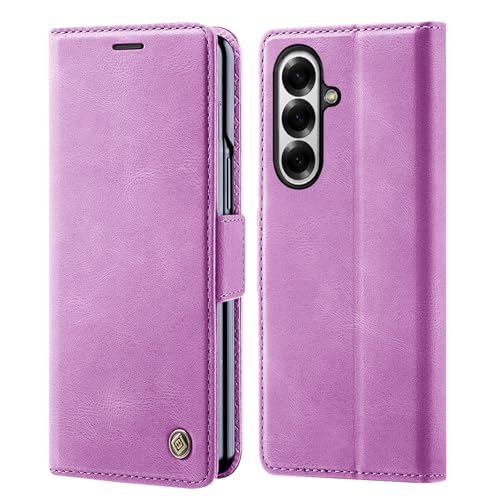 Étui en cuir Z Fold 7 Giyer avec support et porte-cartes violet chic