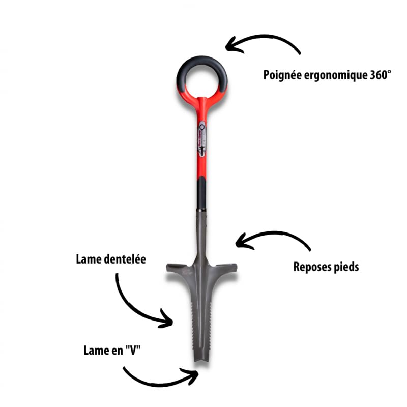 Pelle Multifonction RootSlayer VENTEO - Bêche, Désherbeur, Trancheuse, Acier Carbone, Poignée Ergonomique - 7