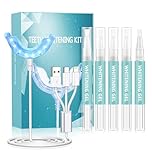 Smiloria LED Teeth Whitening Kit for Sensitive Teeth - At-Home Whitening System with Blue Light Tray & Gel Pens, Targets Coffee, Tea & Smoking Stains for a Brighter Smile