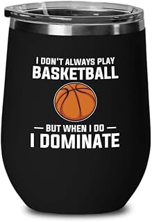 Basketball Player Black Edition Wine Tumbler 12oz - I dominate - Basketball Hoops Outdoor Net Gifts for 17 Year Old Boys Game Player