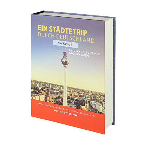 HMF 80915 Buchtresor Geldkassette Papierseiten | 23 x 15 x 4 cm | Städtetrip Deutschland