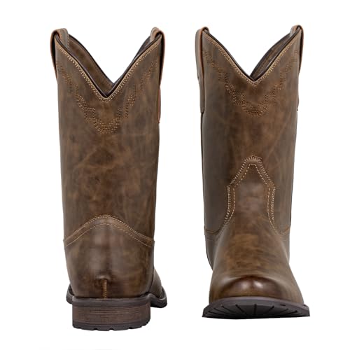 J's.o.l.e Cowboy Boots for Men Round Toe Casual Western Boots Pull on Dress Men's Silp Resistant Work Boots2