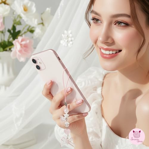 Image of SNOWY SHOP Korean Silver Bow Phone Charm - Cute Heart & Starfish Pendant | Aesthetic Korean Mobile Chain, Bag Hanging & Keychain Jewelry for Girls & Women