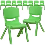 Flash Furniture 10 Pk. Green Plastic Stackable School Chair with 10.5'' Seat Height