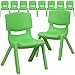 Flash Furniture 10 Pk. Green Plastic Stackable School Chair with 10.5'' Seat Height