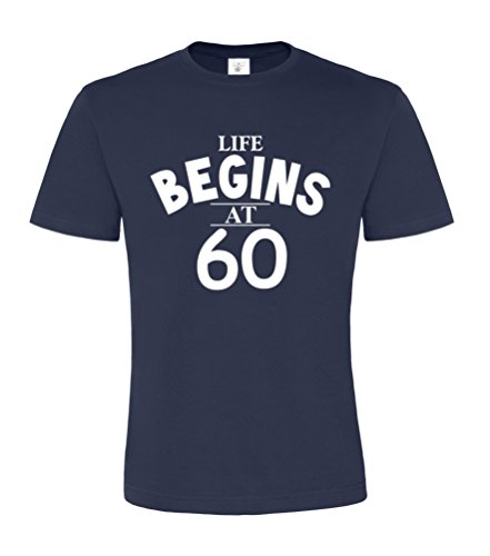 T-shirt mixte 60 ans bleu La vie commence à 60 ans pour anniversaire