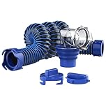 PEAKTOW 15 Feet RV/Camper Sewer Hose Kit, Includes One Attachable 15 Feet Sewer Hose with Swivel Fitting, 90 Degree Clear View Sewer Adapter, and Two Storage Caps