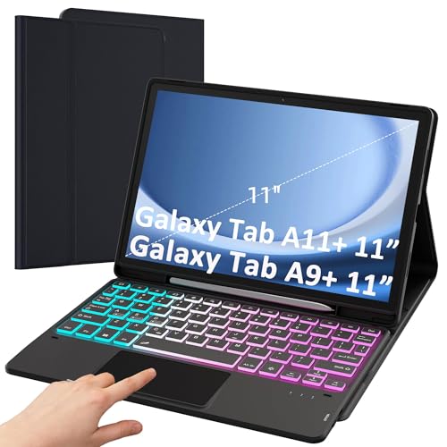Image of for Samsung Galaxy Tab A11+ Plus /A9 Plus 11 inch Keyboard Case: 3 Zone 7 Colors Backlit Trackpad Keyboard for Galaxy Tab A9+ Plus A11plus - Detachable Smart Touchpad Wireless Key Board Folio Tablet Cover