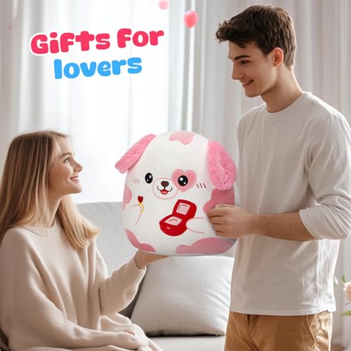Image of Puppy Dog Plush Stuffed Animals Love Heart Ring Box 12 inch