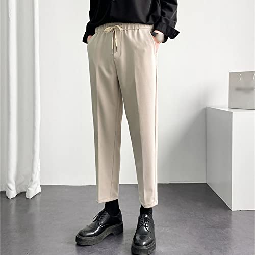 JEShifangjiusu Men's Casual Pants Chino Pant Slim Fit Drawstring Athletic Dress Pant Skinny Flex Flat Front Straight Fit Pant, Apricot, Large2