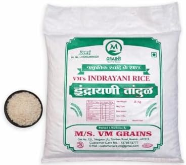 Vm's Aromatic Indrayani Rice 5 KG | Sticky Rice | Low Glycemic Index | High Protein Perfect for Asian Dishes | Naturally Aromatic | Native Variety | Unique Taste