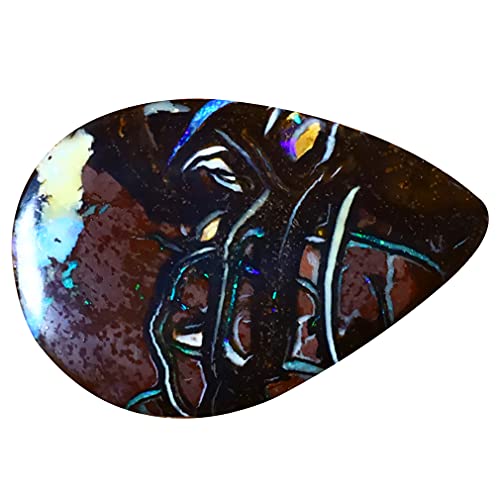 Opale Boulder d'Australie 5.62 ct, pierre naturelle multicolore Koroit taillée en forme libre