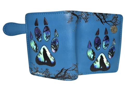 Shag Wear Wolf Paw Small Animal Wallet for Women and Teen Girls Vegan Faux Leather 4.5" Blue2