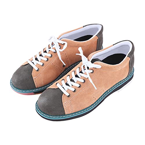 VEACAM Men's Bowling Shoes, Lace Up Walking Shoes Breathable Lightweight Bowling Sport Shoes Fashion Platform Bowl Sneakers,Grey,12