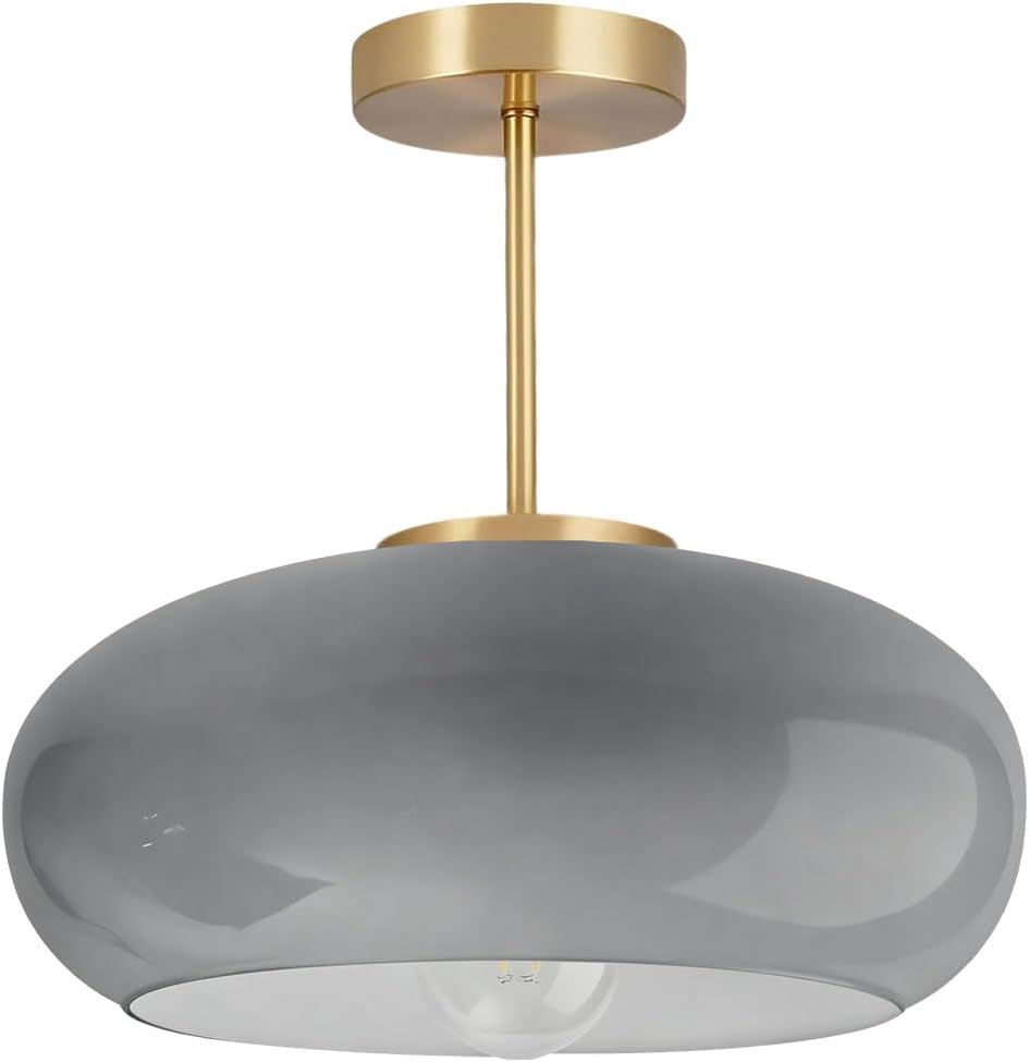 Gray Light Fixture Mid Century Semi Flush Mount Ceiling Light Nursery Close to Ceiling Lights Hallway Gold Semi Flush Mount Lamp Modern Porch Glass Chandeliers Entryway Overhead Light