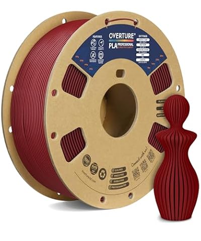OVERTURE PLA Plus (PLA+) Filament 1.75mm, Stronger & More Durable, Professional Toughness 3D Printer Filament, 1kg (2.2lbs), Cardboard Spool, High Precision +/- 0.02mm (Wine)