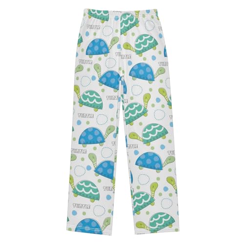 Turtle and Polka Dot Boys Long Pants Soft Trousers Elastic Waist Kids Lounge Bottoms with Pockets S-XL